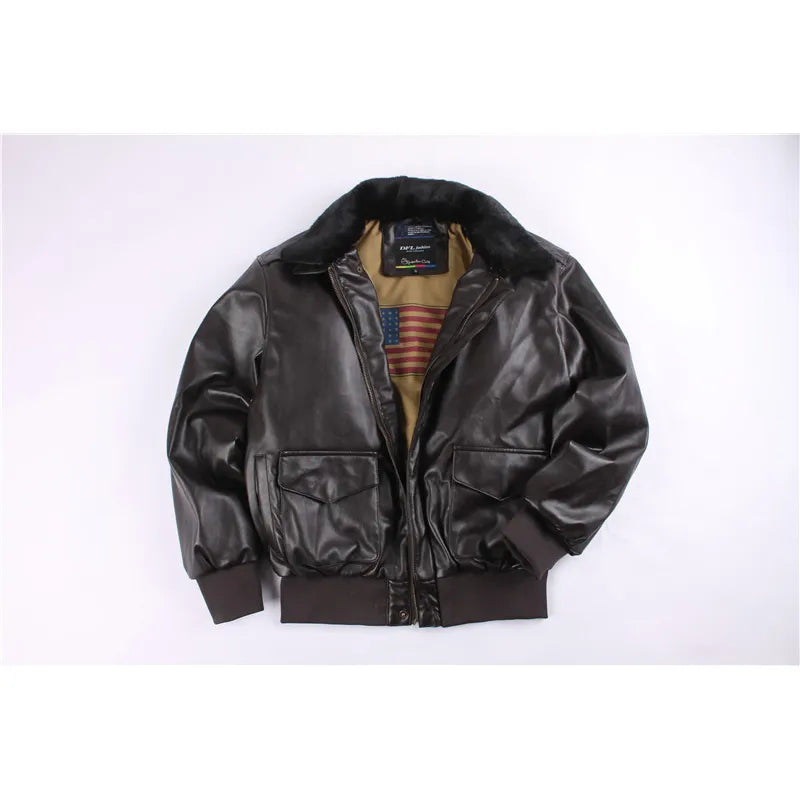 Retro Air Force Fur Leather Locomotive Fur Collar
