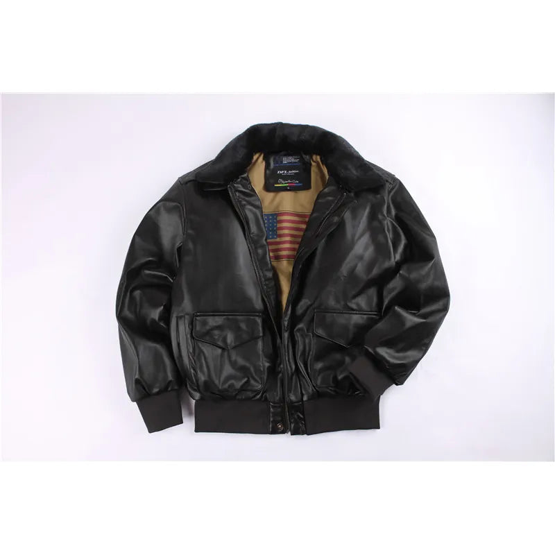Retro Air Force Fur Leather Locomotive Fur Collar